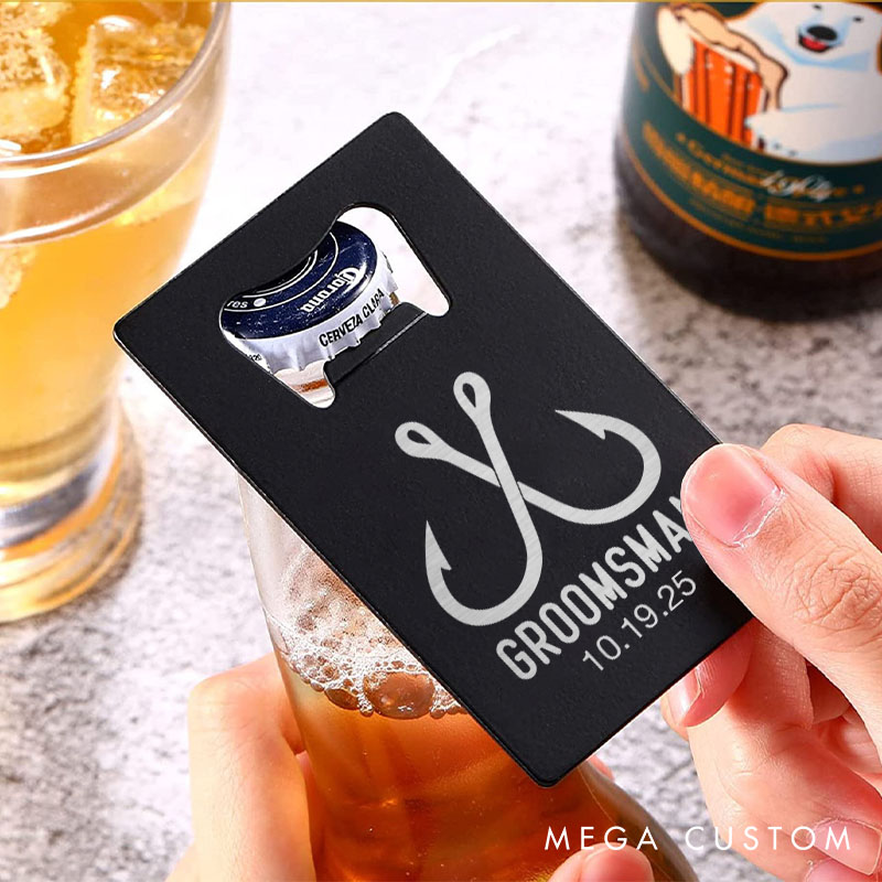 Personalized Groomsman Bottle Opener Engraved Groom Credit Card Bottle Opener Groomsman Bachelor Opener Wedding Party Favors Opener