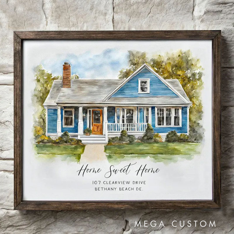 Personalized Home Portrait House Painting Housewarming Gift Our First Home Sign Home Sweet Home Sign Watercolor Home House Portrait Realtor Gift
