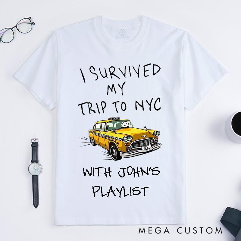 Personalized NYC Trip Unisex Classic T-Shirts Custom Funny Travel Gift for Music Lovers Friends Family Unique New York Souvenir for Travelers
