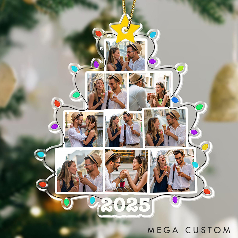 Personalized Couple Christmas Tree Photo Ornament Custom Couple Holiday Gift Christmas Acrylic Ornament For Couple Wife Husband Ornament