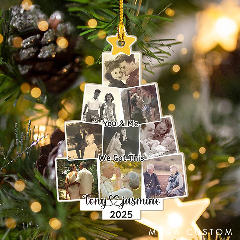 Personalized You and Me Photo Christmas Tree Ornament Custom Couple 2025 Xmas Ornament Acrylic Husband Wife Memory Ornament
