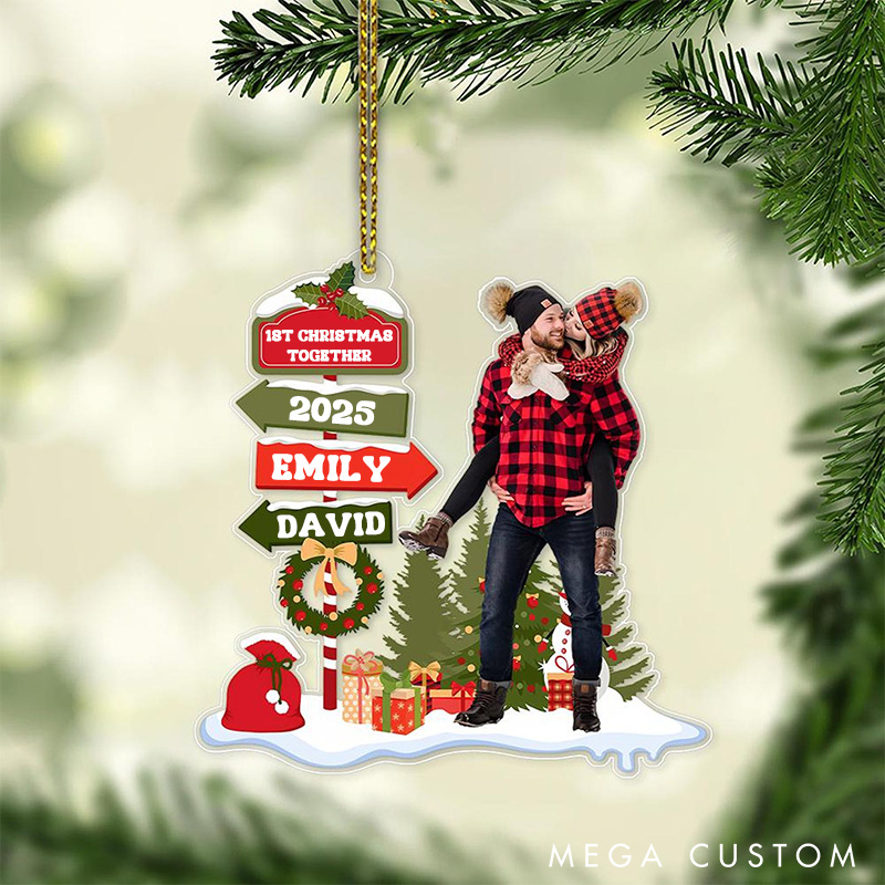 Personalized 1st Christmas Together Ornament Custom Couple Anniversary Ornament Acrylic Holiday Ornament for Husband Wife Couple Christmas Gift