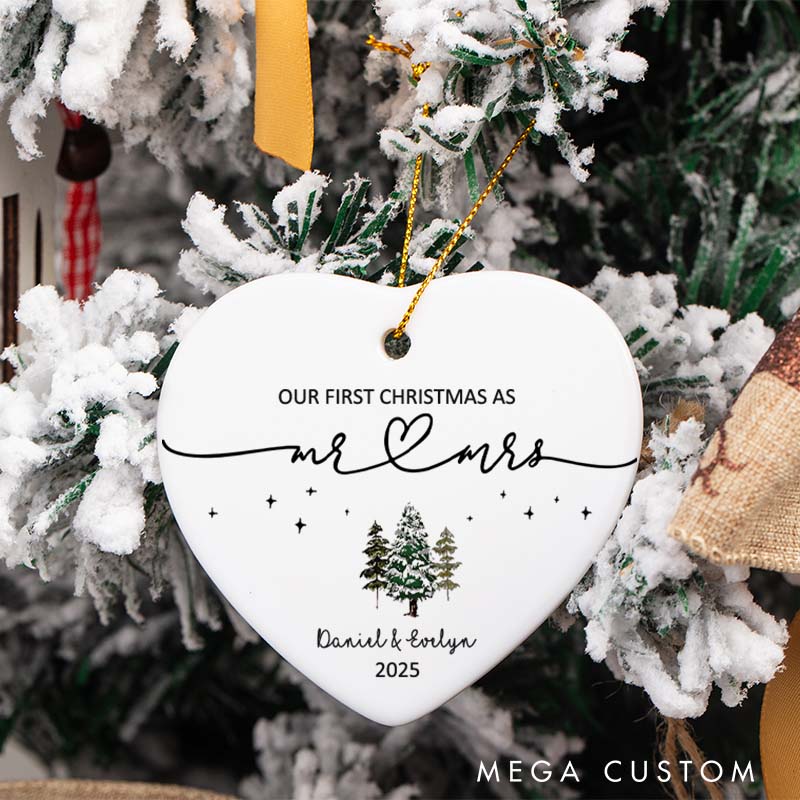 Personalized Our First Christmas as Mr. and Mrs. Ornament 2025 Newlywed Ornament Couple Christmas Ornament with Name Husband Wife Xmas Decor