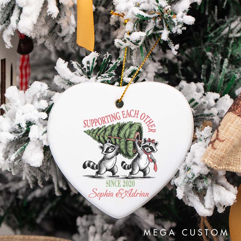 Personalized Supporting Each Other Raccoon Ornament Couple Christmas Ornament Anniversary Gift Ornament for Husband Wife