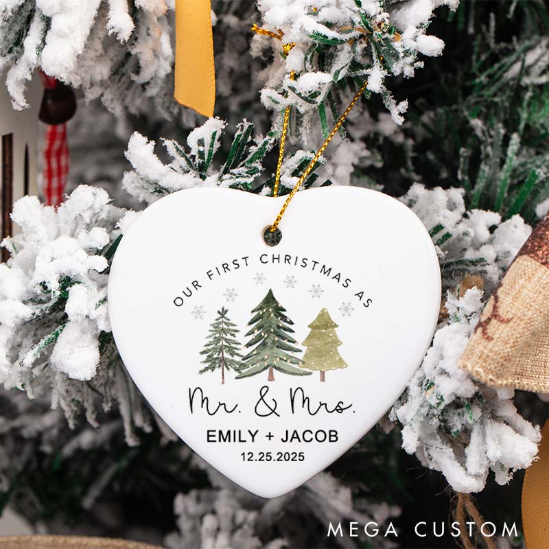 Personalized Our First Christmas as Mr. and Mrs. Ornament 2025 Newlywed Christmas Ornament Husband Wife Xmas Decor Gift Couple Anniversary Gift