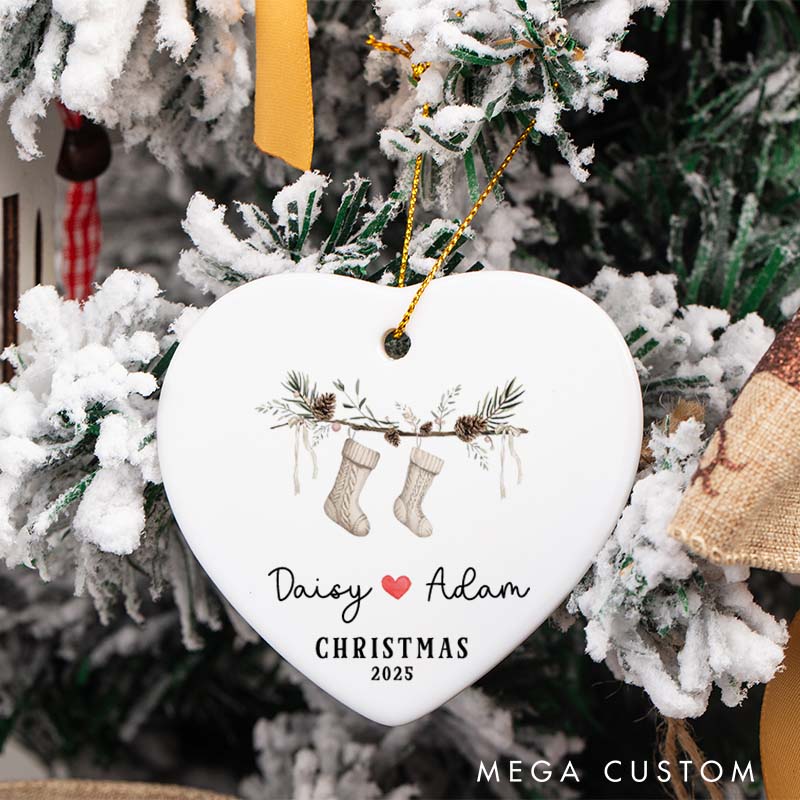 Personalized Christmas Ornament with Stockings Couple Stocking Ornament with Name Husband Wife Holiday Ornament 2025 Xmas Gift Decor