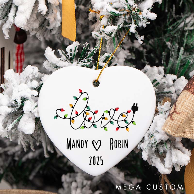 Personalized Love Lights Christmas Ornament Couple Christmas Love Lights Ornament with Name Husband Wife Xmas Ornament Gift