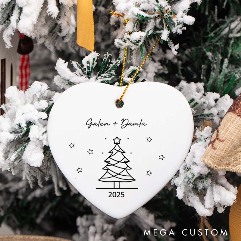 Personalized Minimalist Christmas Tree Ornament Couple 2025 Christmas Ornament Husband Wife Holiday Decor Ornament Boyfriend Girlfriend Gift