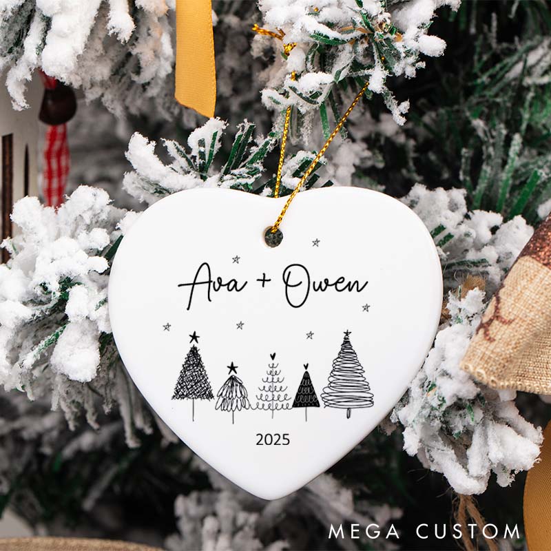 Personalized Minimalist Christmas Trees Ornament Couple 2025 Christmas Gift Husband Wife Holiday Ornament Gift Merry Christmas