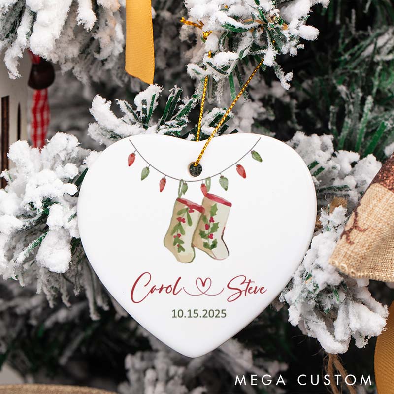 Personalized Stockings and Lights Ornament Couple 2025 Christmas Ornament Husband Wife Holiday Gift Decor Couple Xmas Gift