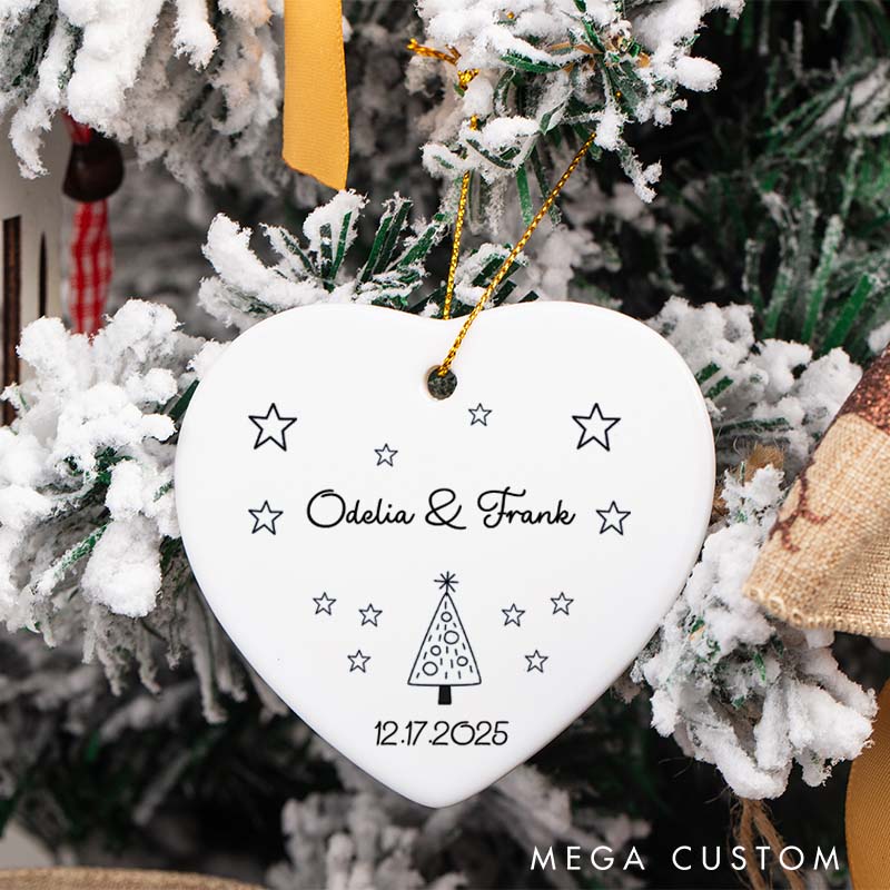 Personalized Minimalist Christmas Tree and Stars Ornament Couple Christmas Ornament Husband Wife Holiday Gift Decor Couple Xmas Gift