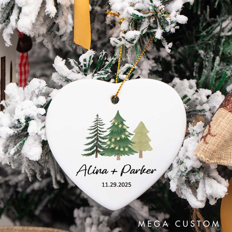 Personalized Trio of Christmas Trees Ornament Husband Wife Christmas Ornament Couple 2025 Christmas Keepsake Decor