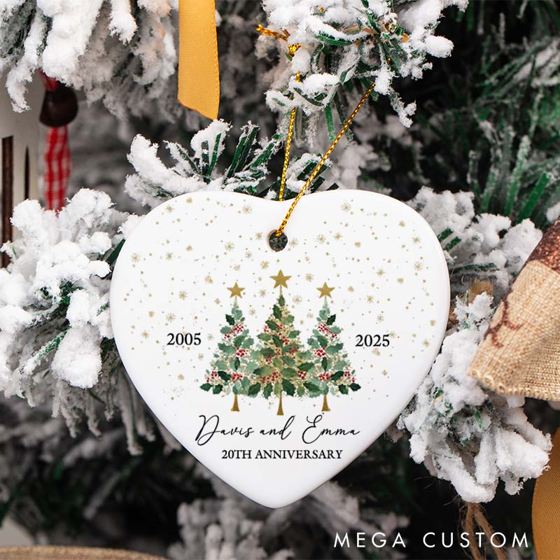Personalized 30th Anniversary Ornament Couple Holly Christmas Trees Ornament 2025 Couple Anniversary Christmas Ornament Anniversary Gift