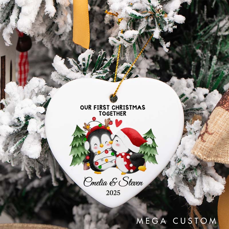 Personalized Our First Christmas Together Penguin Ornament 2025 Couple Penguin Christmas Ornament Husband Wife Anniversary Gift Ornament
