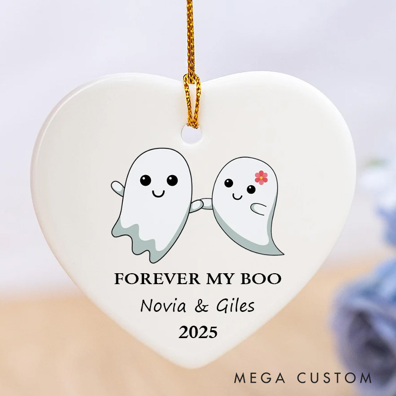 Personalized Forever My Boo Cute Ghost Couple Ornament Halloween Gift Decor for Husband Wife Cute Ghost Couple Holiday Gift