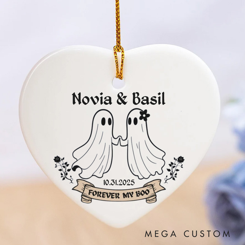 Personalized Forever My Boo Ghost Couple Ornament 2025 Halloween Ghost Ornament for Couple Husband Wife Anniversary Gift