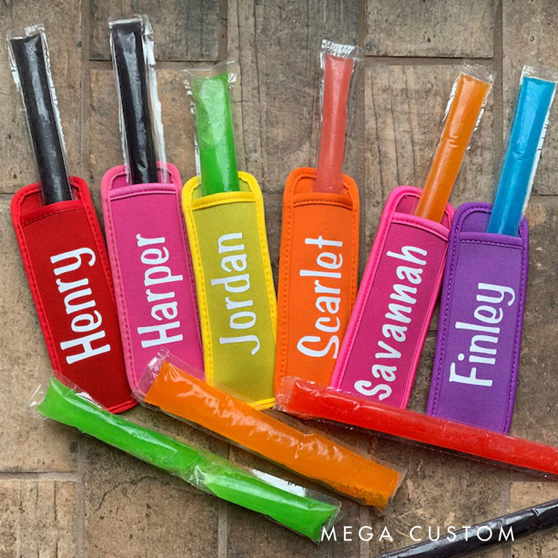 Personalized Multicolor Popsicle Holder with Name Summer Vacation Beach Party Gift for Kids