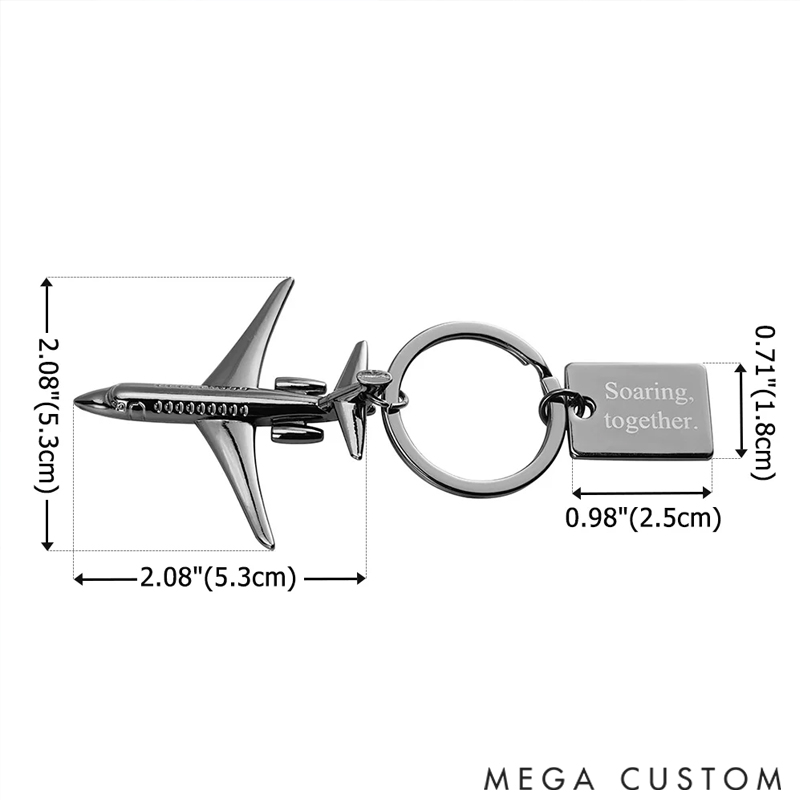 Personalized Twin Engine Airplane Keychain with Text and Symbol Travel Souvenir Birthday Promotion Gift for Travel Lovers