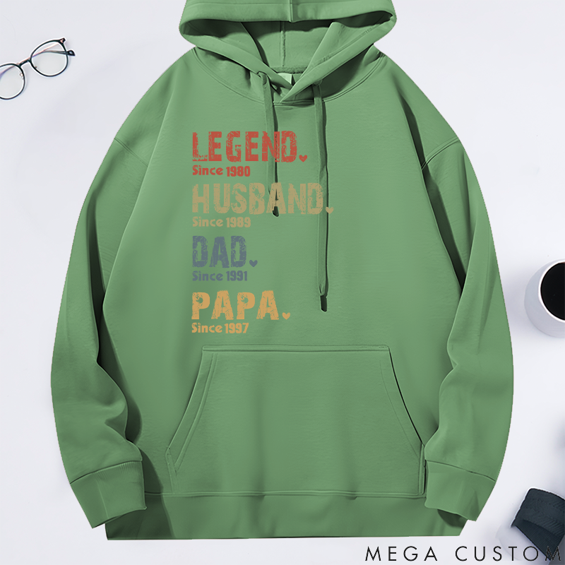 Personalized Legend Husband Dad and Papa Since Classic Hoodies Father's Day Birthday Gifts for Dad Grandpa