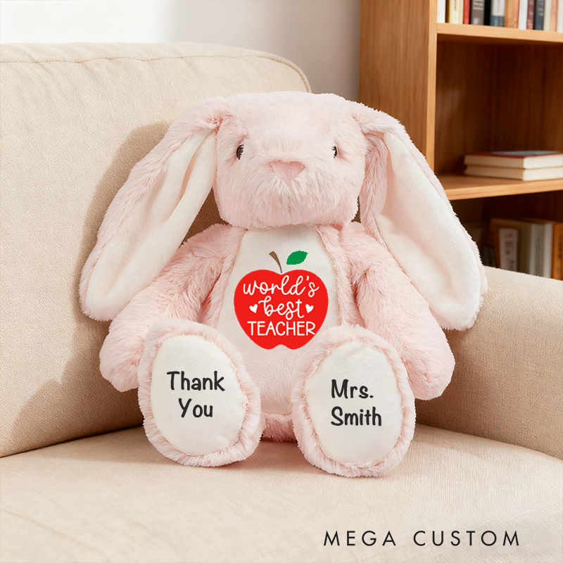 Personalized Teacher Bunny Soft Toy Stuffed AnimalGift Unique Gift for Teachers