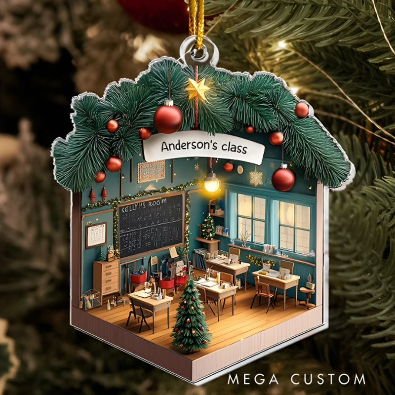 Personalized Teacher Christmas Ornament Custom Name Acrylic Ornament Christmas Gift for Teachers