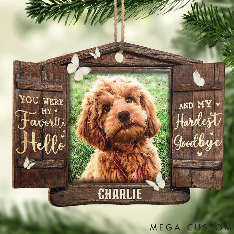 Personalized Pet Lover Custom Photo Hard to Say Goodbye Christmas Ornament