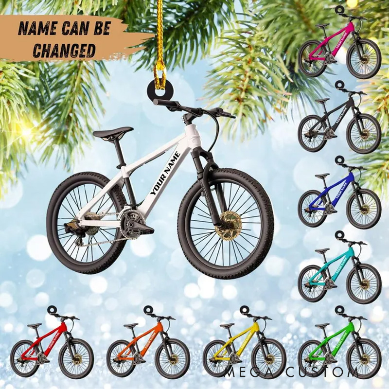 Personalized Custom Name Bicycle Christmas Ornaments Bicycle lovers Gift Biker Xmas Ornament
