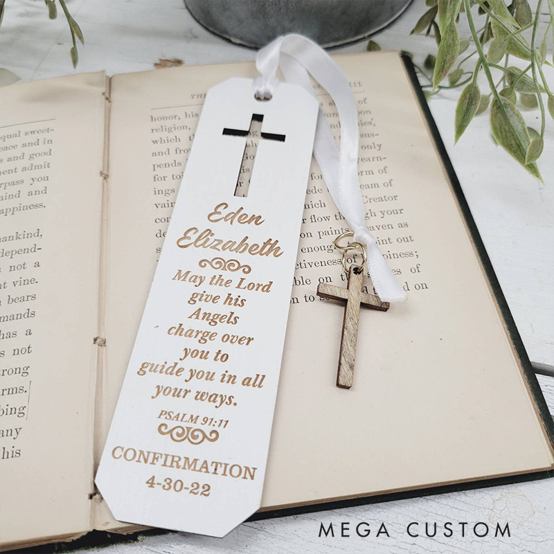 Personalized Bible Quote Engraved Wood Bookmark with Name and Date Religious Gift Confirmation Gift for Christians