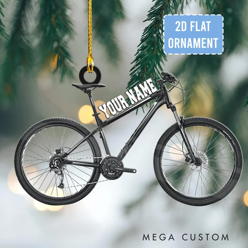 Personalized Name Bicycle Ornament Acrylic 2D Ornament Christmas Gifts For Bicycle Ride Custom Ornaments Gift For Bicycle Lovers