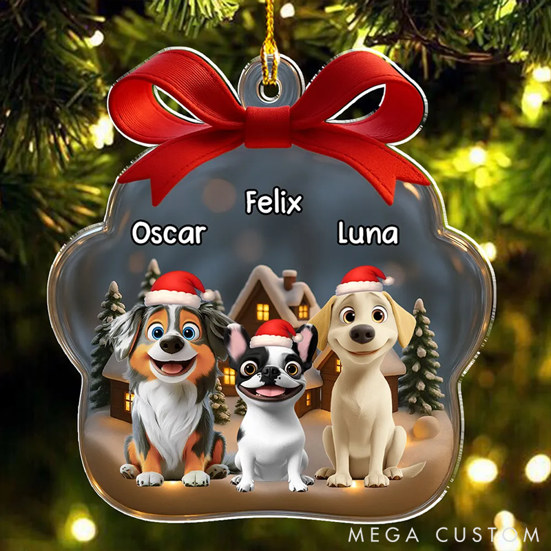 Personalized Dog Lover Paw in Snow Christmas Ornament