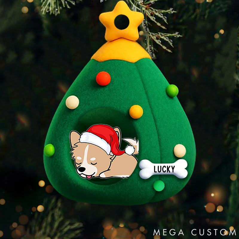 Personalized Dog Lover Santa Paws Cozy Tree Christmas Ornament