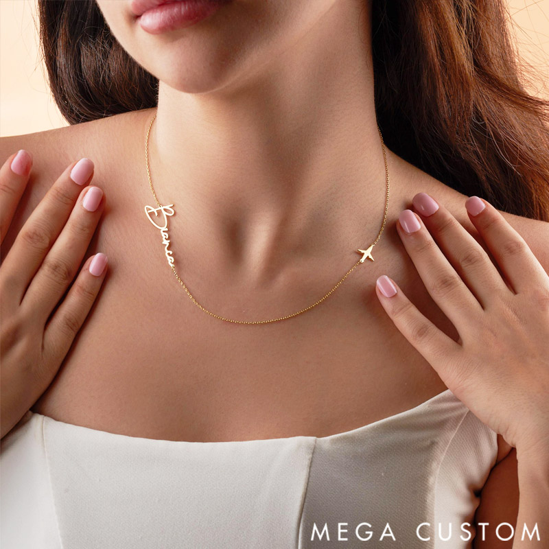 Personalized Airplane Necklace with Name Gift for Travel Lovers