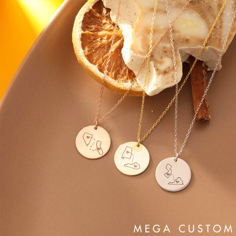 Personalized Circular Map Pendant Necklace Travel Destination Gift for Travel Lovers