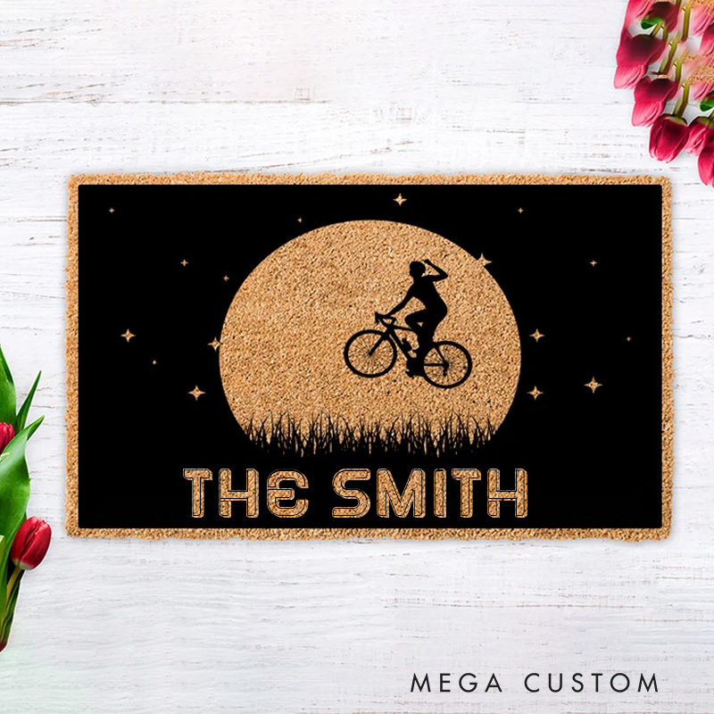 Personalized Probably Biking Welcome Doormat Bicycle Housewarming Gift for Cycling Lovers