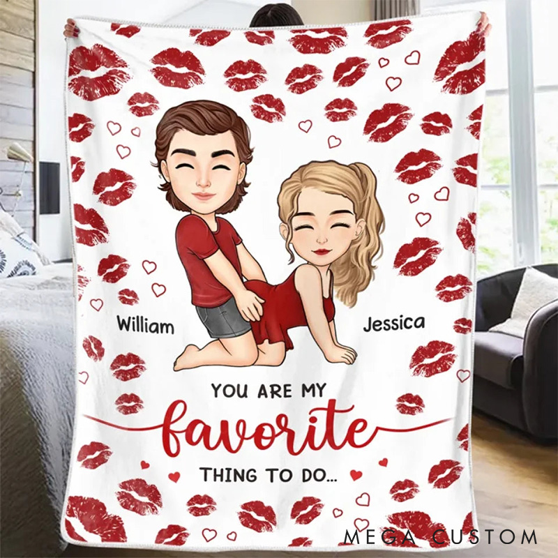 Personalized Couple Blanket You Are My Favorite Thing To Do Custom Christmas Gift Blanket for Husband Wife Anniversary Gift Blanket
