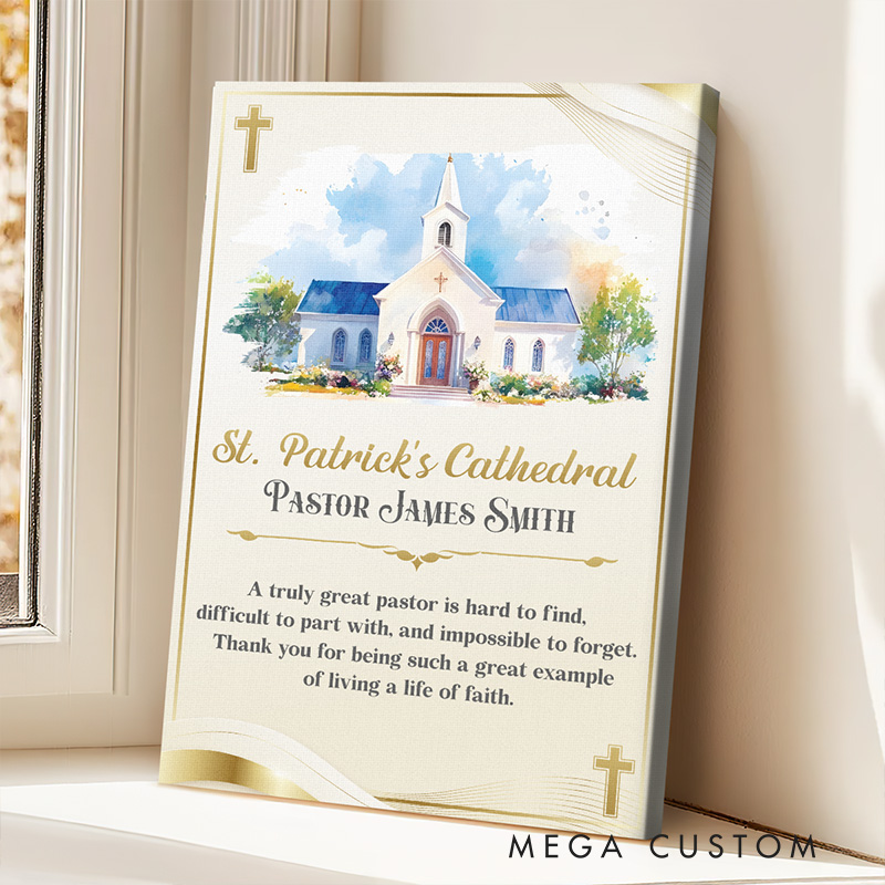 Personalized Pastor Appreciation Frameless Canvas Painting with Name Wall Decor Religious Gift Appreciation Gift for Christian Pastor