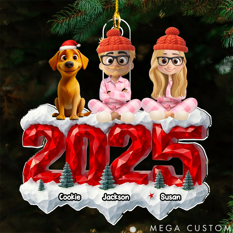 Personalized Dog Lover Family Love and Paws Christmas Ornament