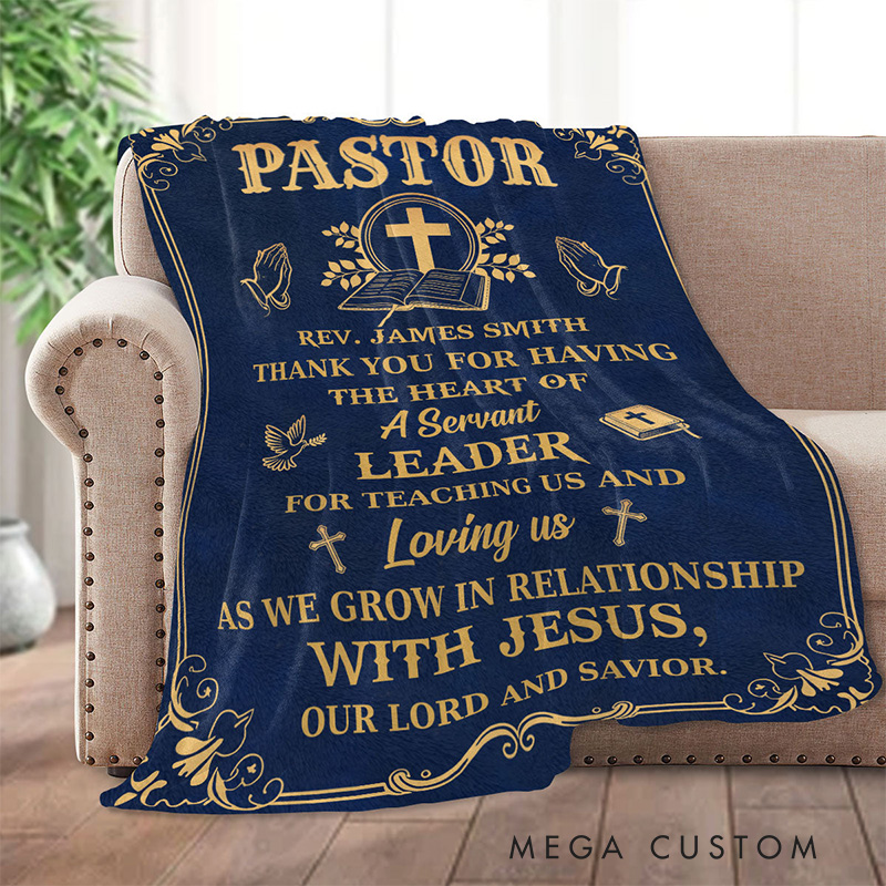Personalized Thank you Pastor Soft Throw Blanket with Name Home Decor Religious Gift Appreciation Gift for Christian Pastor