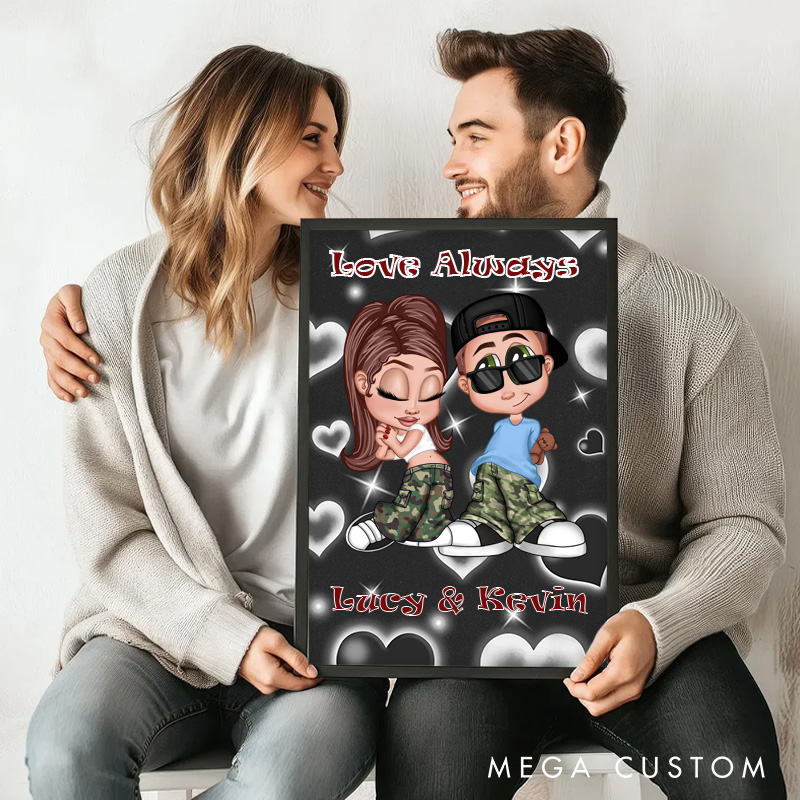 Personalized Y2K Couple Print Poster Couple Keepsake Unique Gift for Him and Her