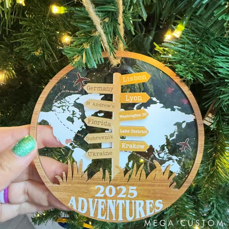 Personalized Travel Christmas Ornament Traveling Destination Ornament Gift for Travel Lovers 
