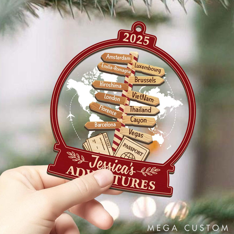 Personalized Travel Adventure Ornament Traveling Destination Ornament Gift for Travel Lovers 