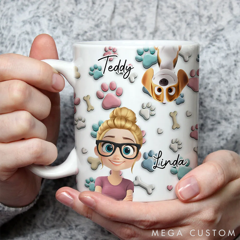 Personalized Dog Lover Dog and Human Cartoon Mugs