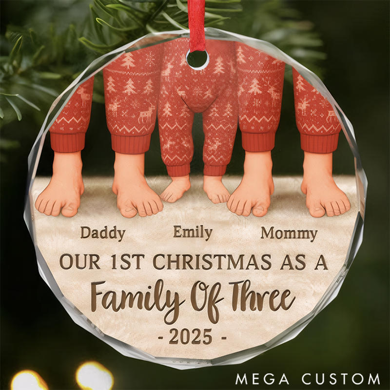 Personalized Family Christmas Ornaments Celebrating Our First Christmas as a Happy Family of Three