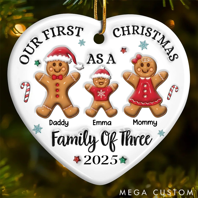 Personalized Ceramics Heart Shape Our First Christmas Gingerbread Hearts Warm the Home Christmas Ornament 