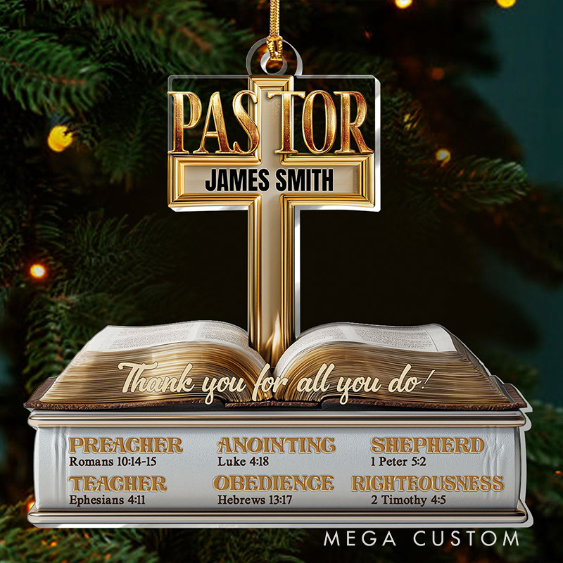 Personalized My Preacher Teacher Shepherd Acrylic Ornament with Name Religious Gift for Christians Appreciation Gift for Pastor