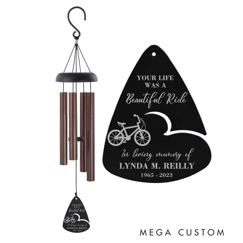 Personalized Bike Memorial Wind Chime Bicycle Memorial Gift Bike Rider Sympathy Gift Life Beautiful Ride Remembrance Gift In Memory Of Wind Chime