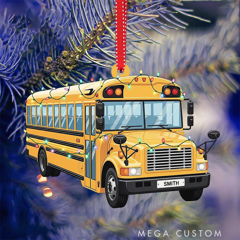 Personalized Teacher Christmas Ornament School Bus Acrylic Ornament