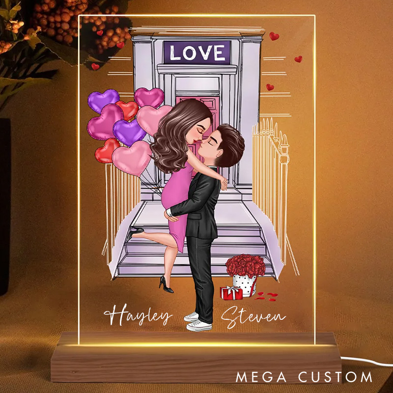 Personalized Couple Kissing Front Porch LED Night Light Gift For New Couple Couple Room Decoration