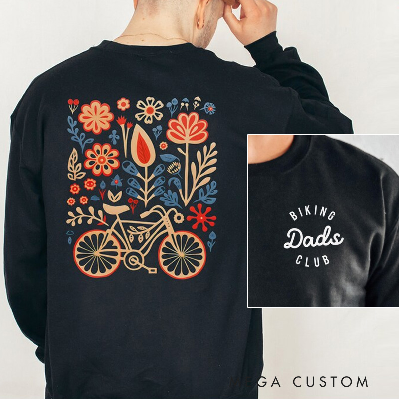 Personalized Classic Cycling Sweatshirt Flower Bicycle Hoodie Unique Style Bike Lover Trendy Floral Design