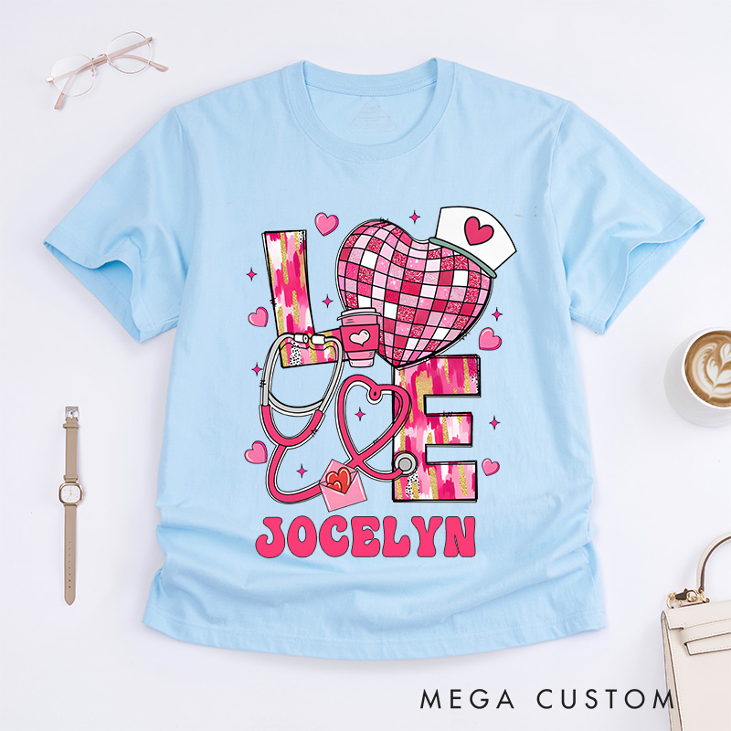Personalized Nurse T-Shirts Love for Nursing Fashion Design T-Shirts